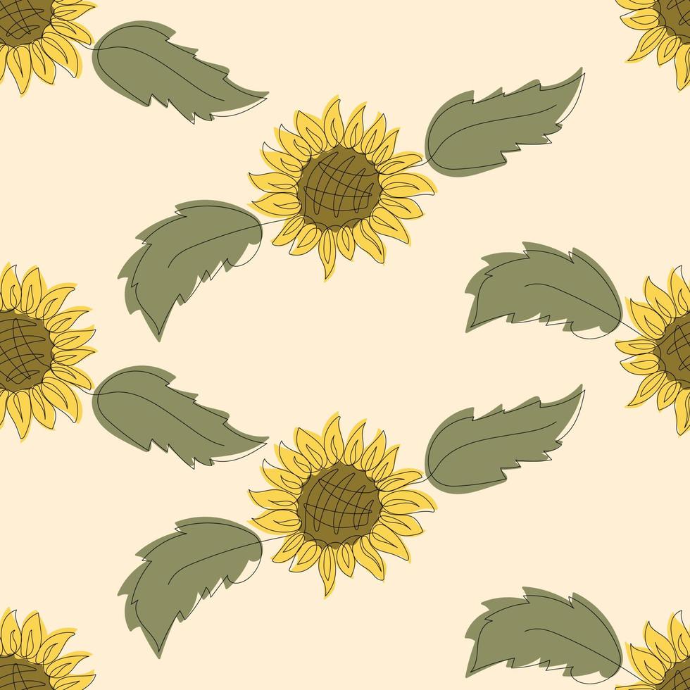 sin costura modelo con amarillo girasoles en blanco antecedentes vector