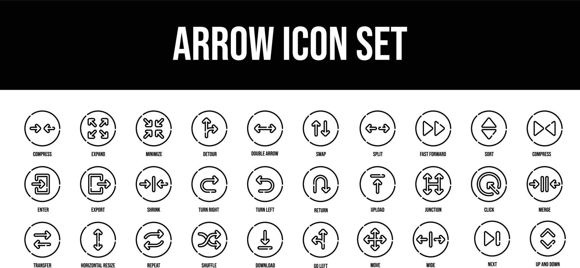 Thin line icons Perfect pixel  arrow icon set vector