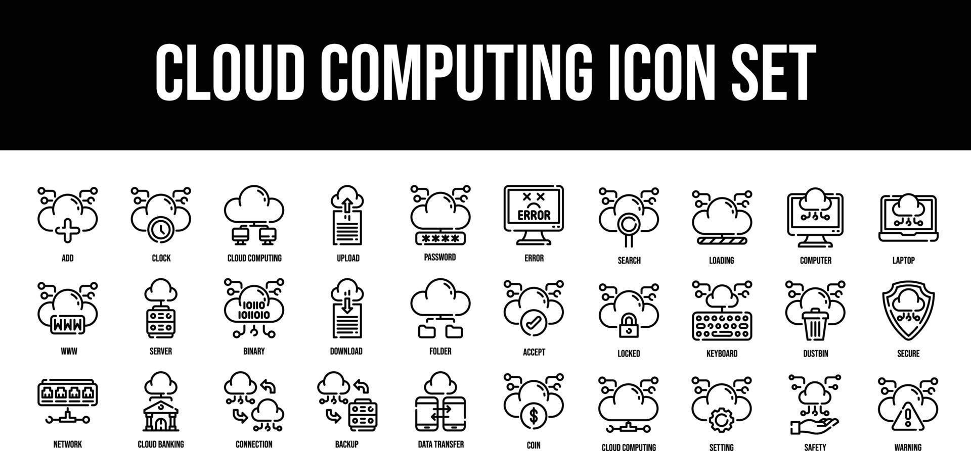 Thin line icons Perfect pixel Cloud Computing icon set vector