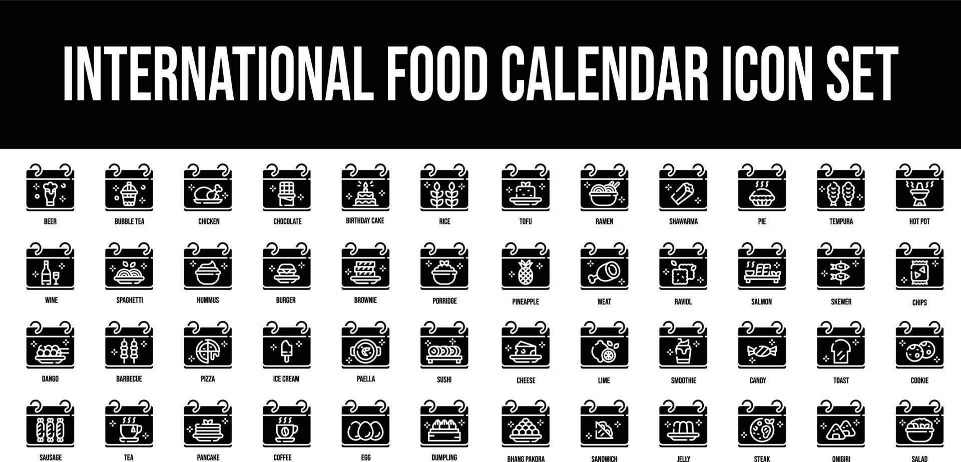 Internation Food Calendar stroke outline icons set 21178017 Vector Art