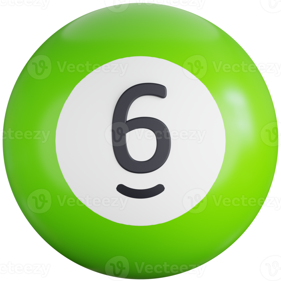 3D Icon Illustration Billiard Ball With Number six png