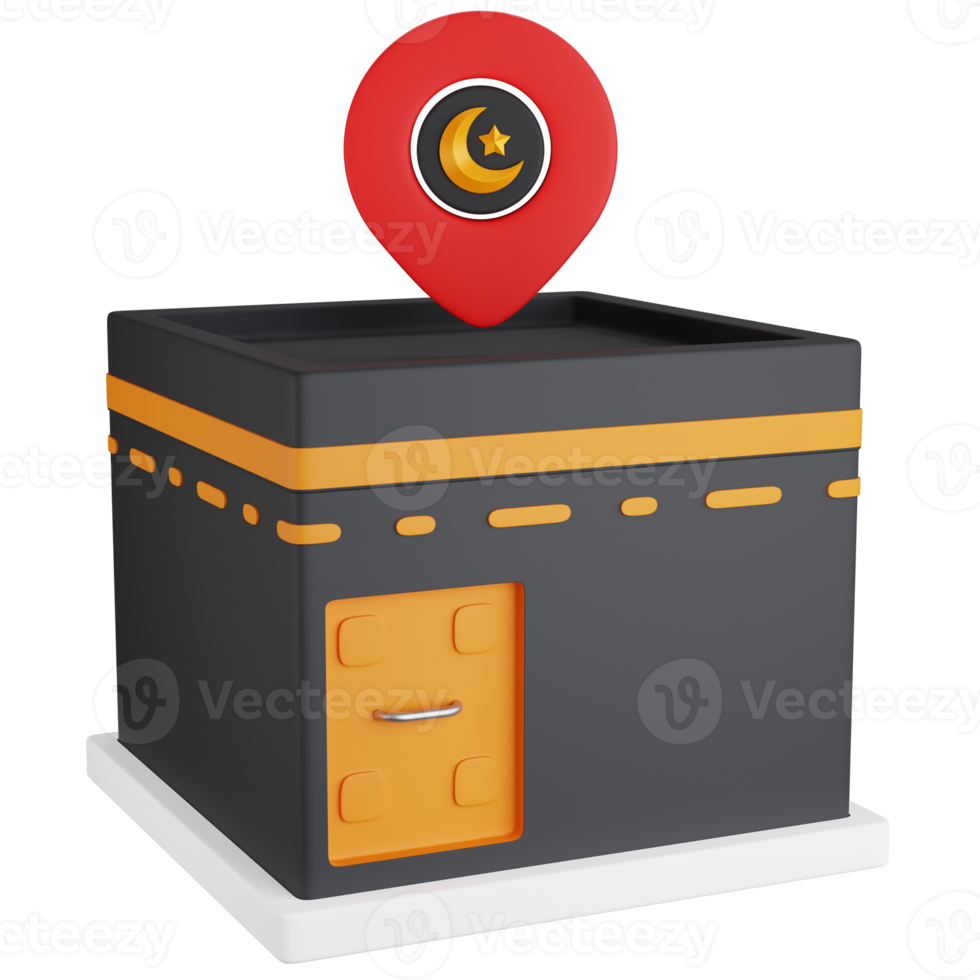 3D Icon Illustration Kaaba With Pinpointer png