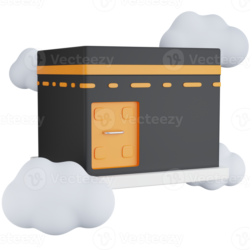 3D Icon Illustration Kaaba In With Some Clouds png