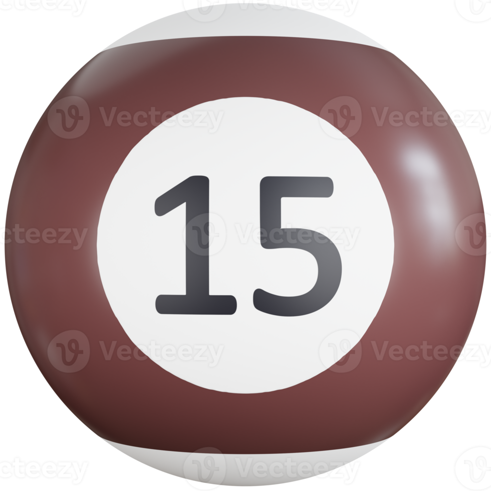 3D Icon Illustration Billiard Ball With Number fifteen png