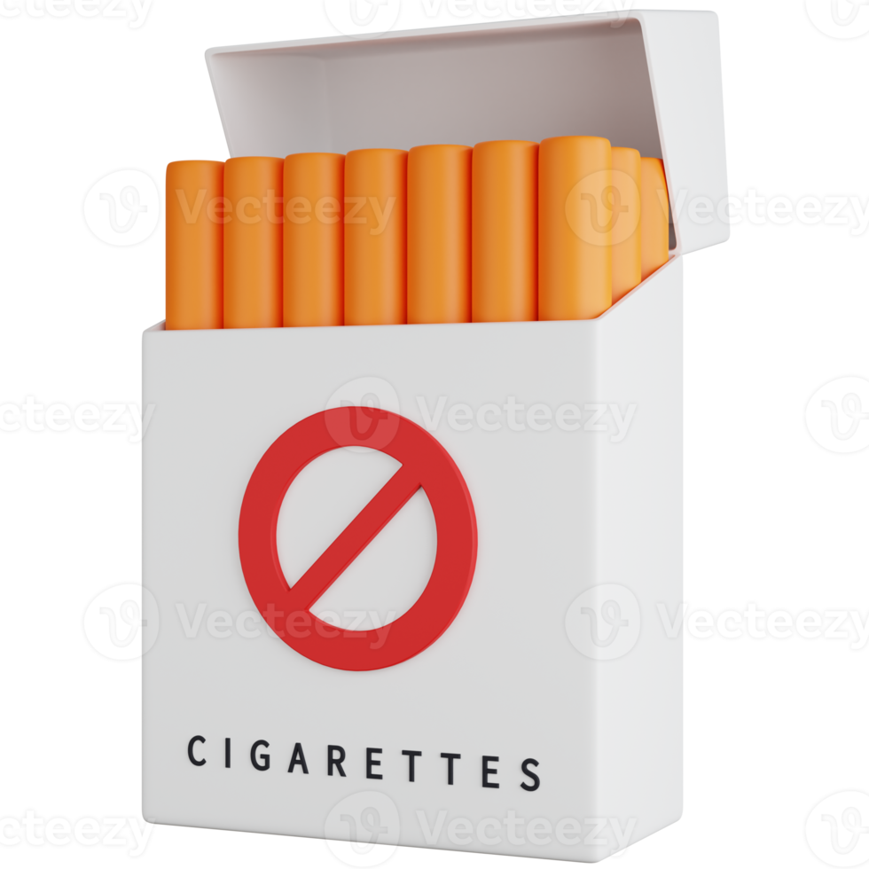 3d icône illustration cigarette emballage avec interdiction signe png