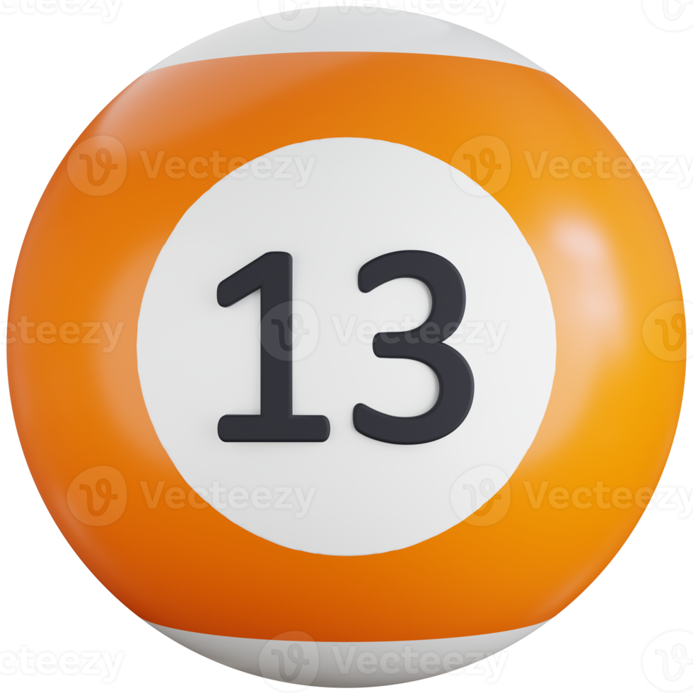 3D Icon Illustration Billiard Ball With Number thirteen png