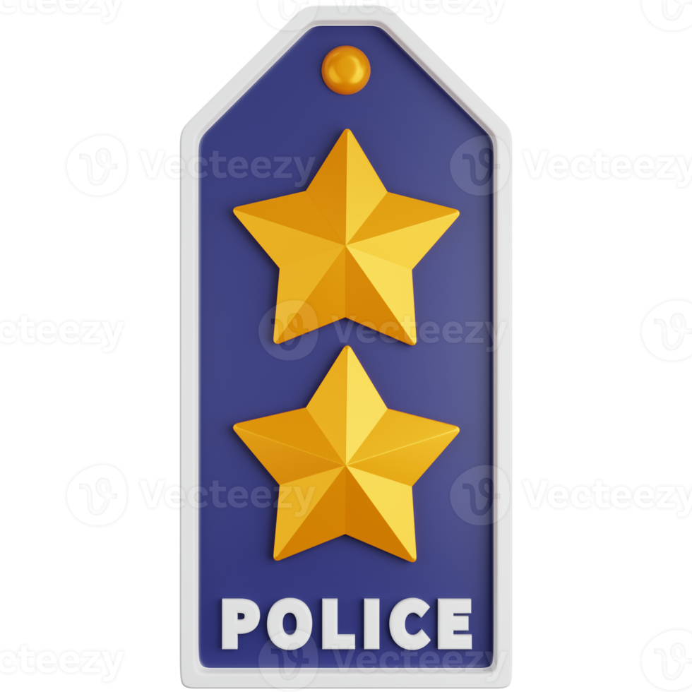 3D Icon Illustration Two Star Police Rank png