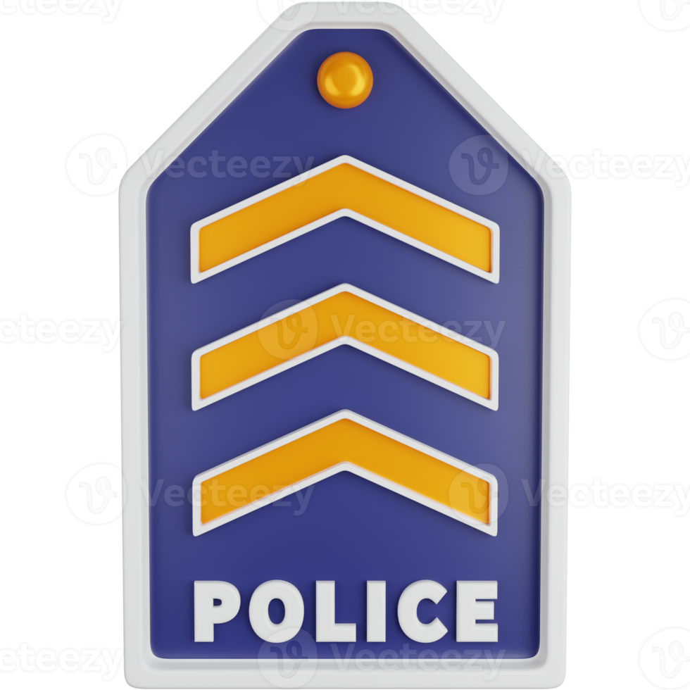 3d icona illustrazione tre bloccare polizia rango png