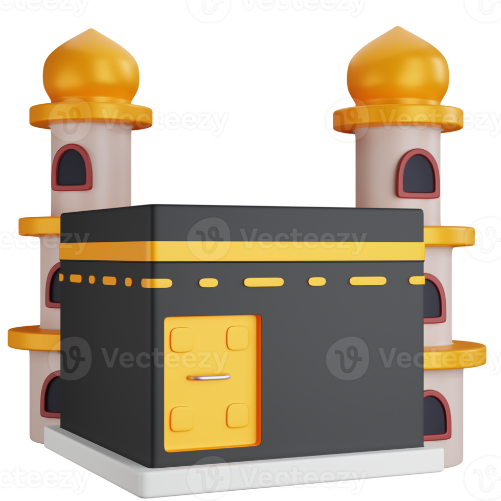 3D Icon Illustration Kaaba With Two Towers Mosque png