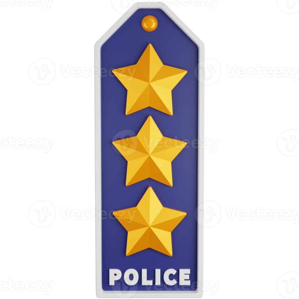 3D Icon Illustration Three Star Police Rank png