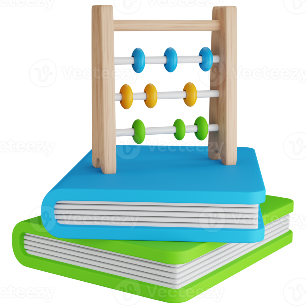 3d icône illustration deux livres avec abaque png