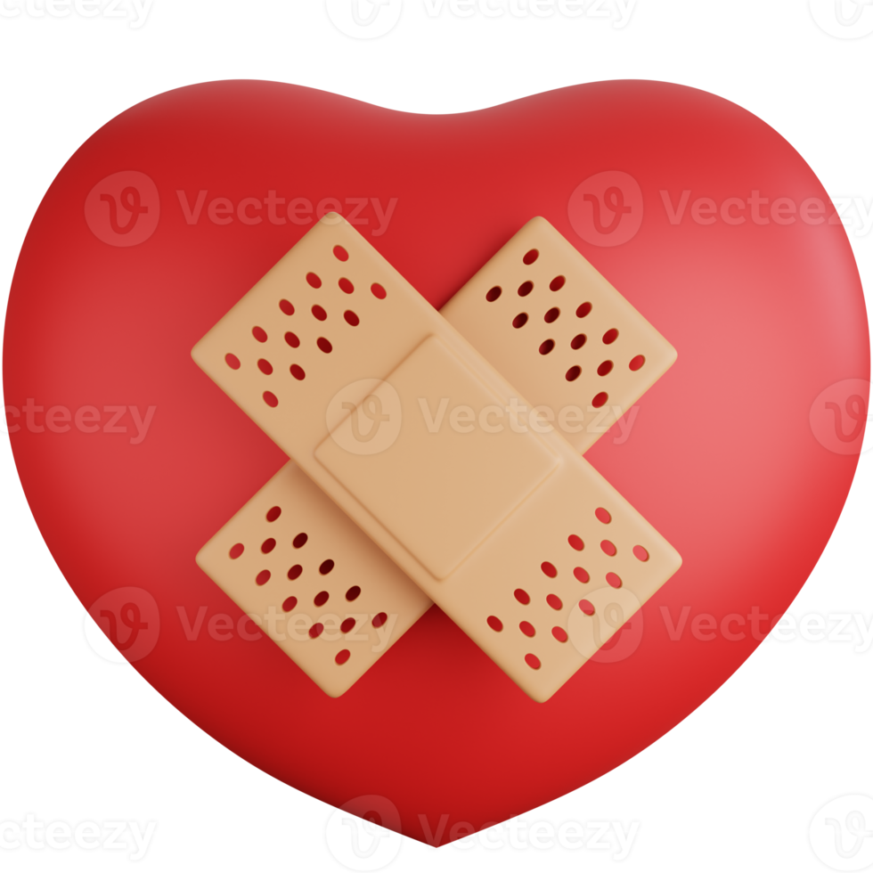 3d ikon illustration hjärta i plåster png