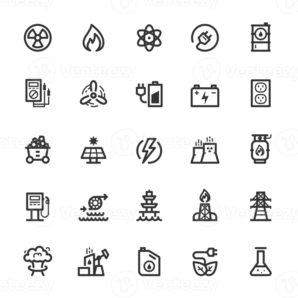 Icon set - energy and power outline stroke png