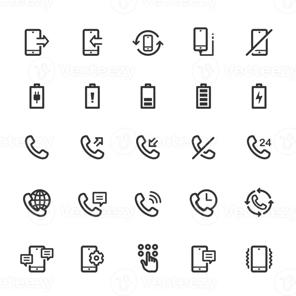 Icon set - phone and calling outline stroke png