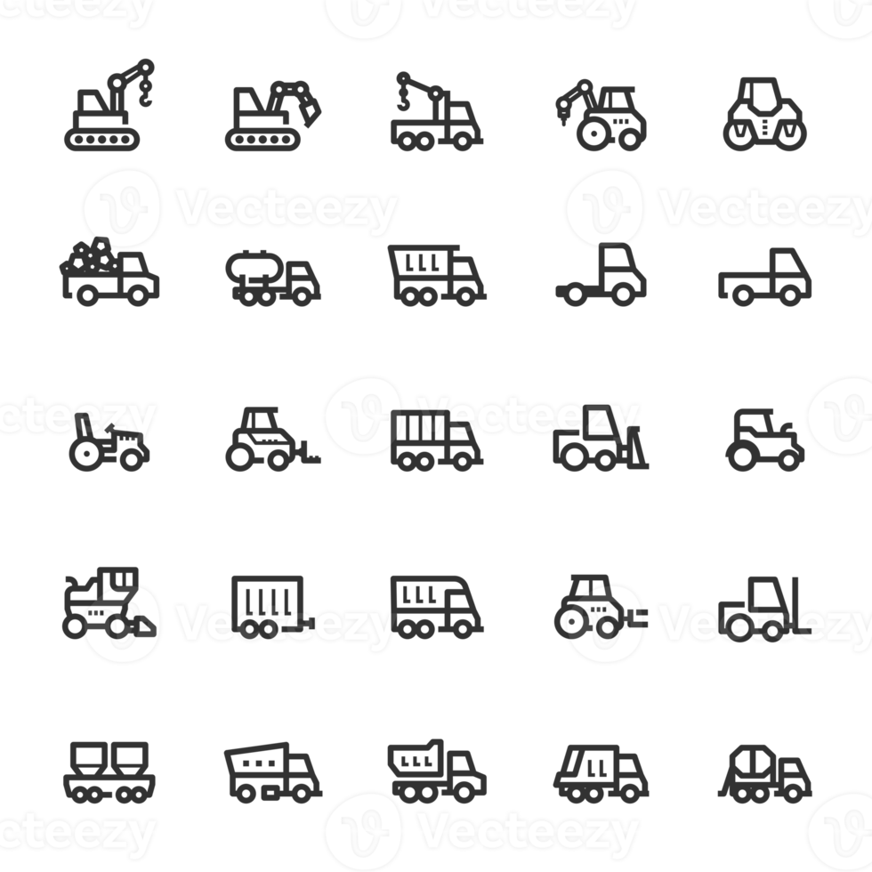 Icon set - construction machine outline stroke png