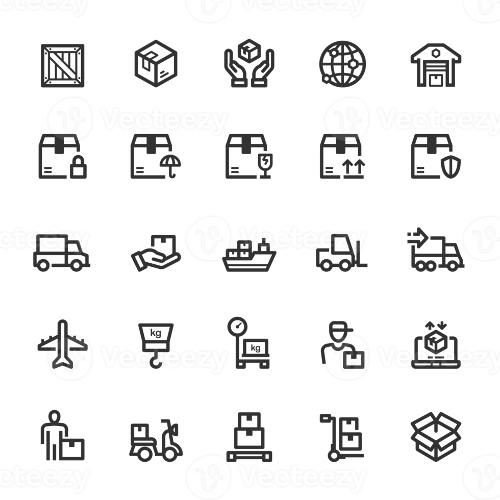 Icon set - logistic and delivery outline stroke png
