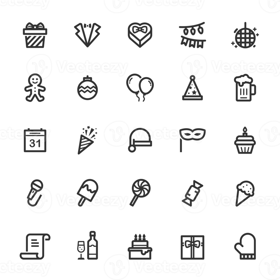 Icon set - Party and celebrate line icon png