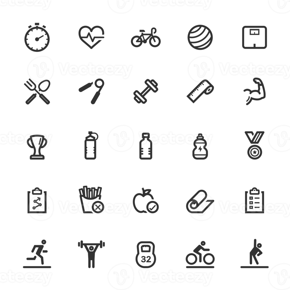 Icon set - Fitness and exercise line icon png