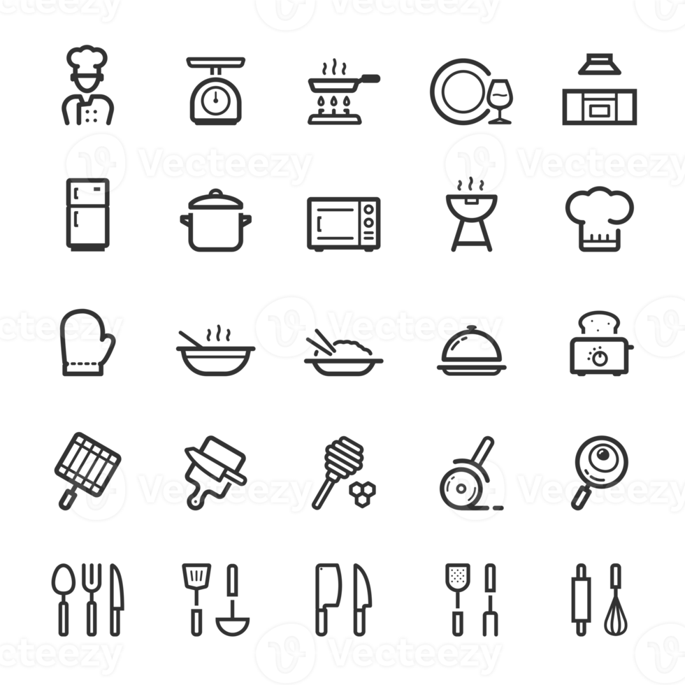 Icon set - kitchen utensils and cooking line icon png