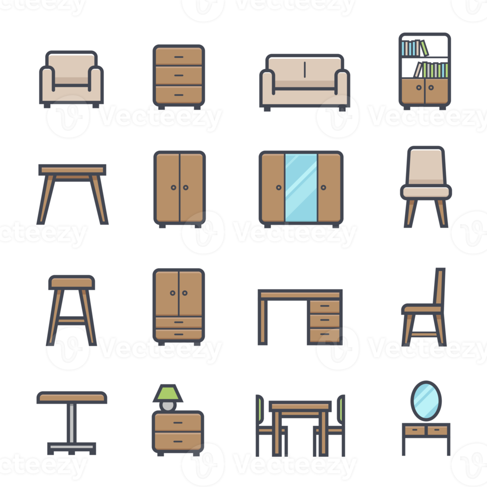 Furniture line with color Icon png