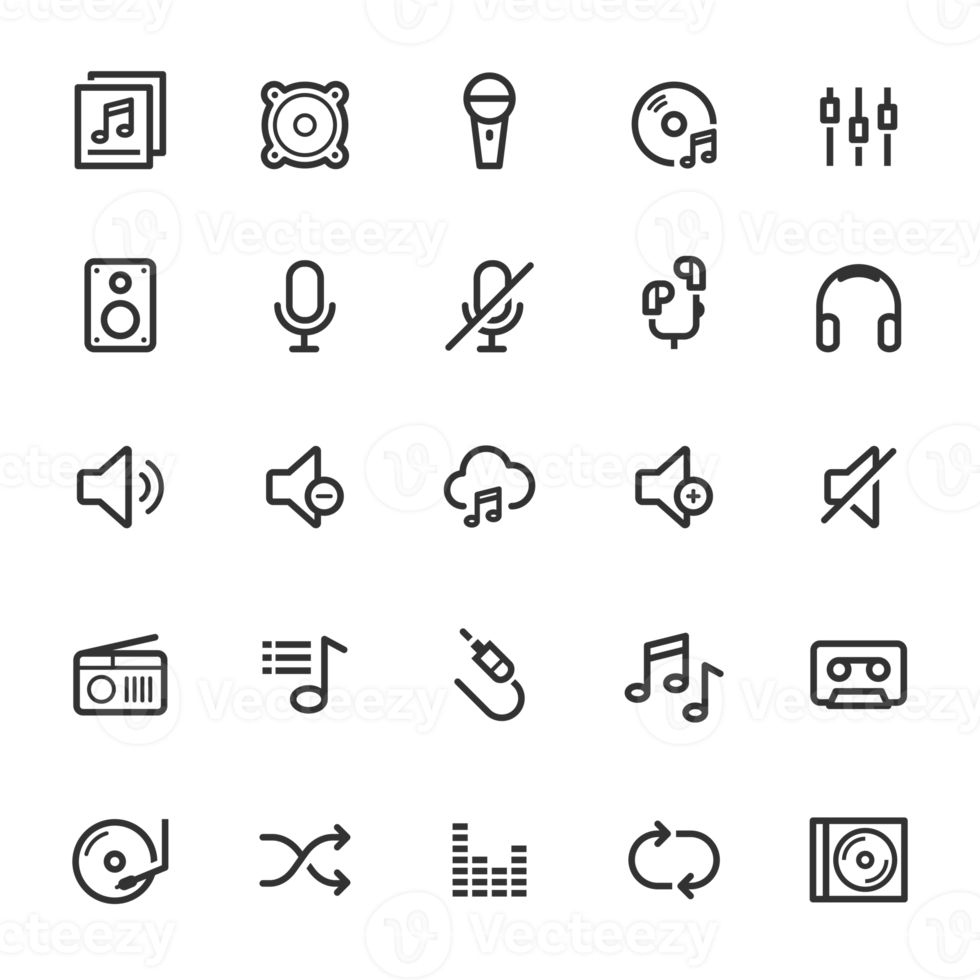 Icon set - voice and audio outline stroke png