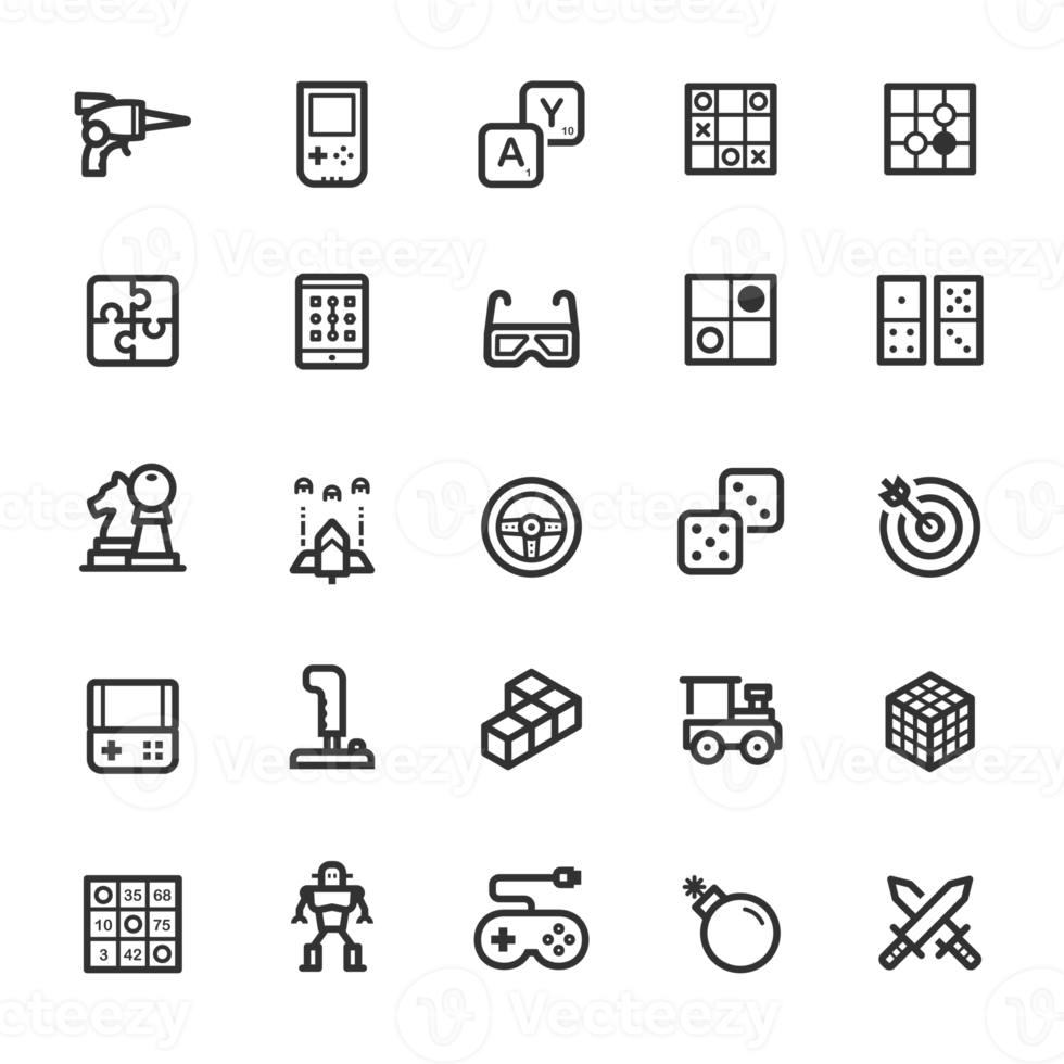 Icon set - game and toy outline stroke png