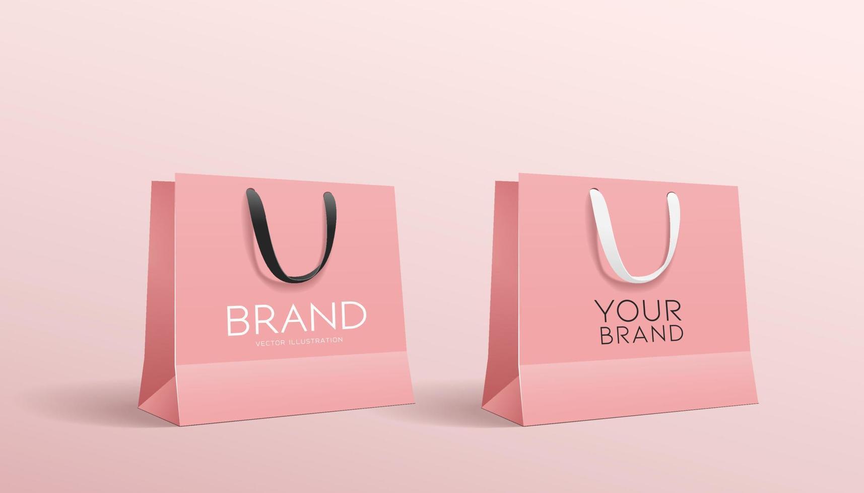 Shopping pink paper bag, collections mock up design, Eps 10 vector illustration