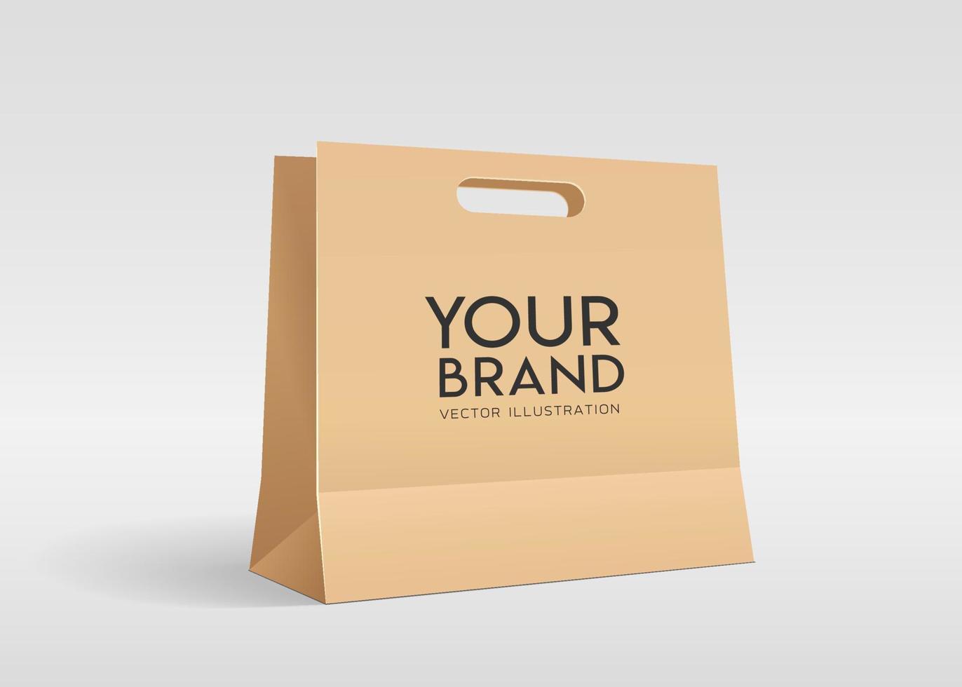 Brown Piercing bag paper bag, mock up design template on gray background, Eps 10 vector illustration