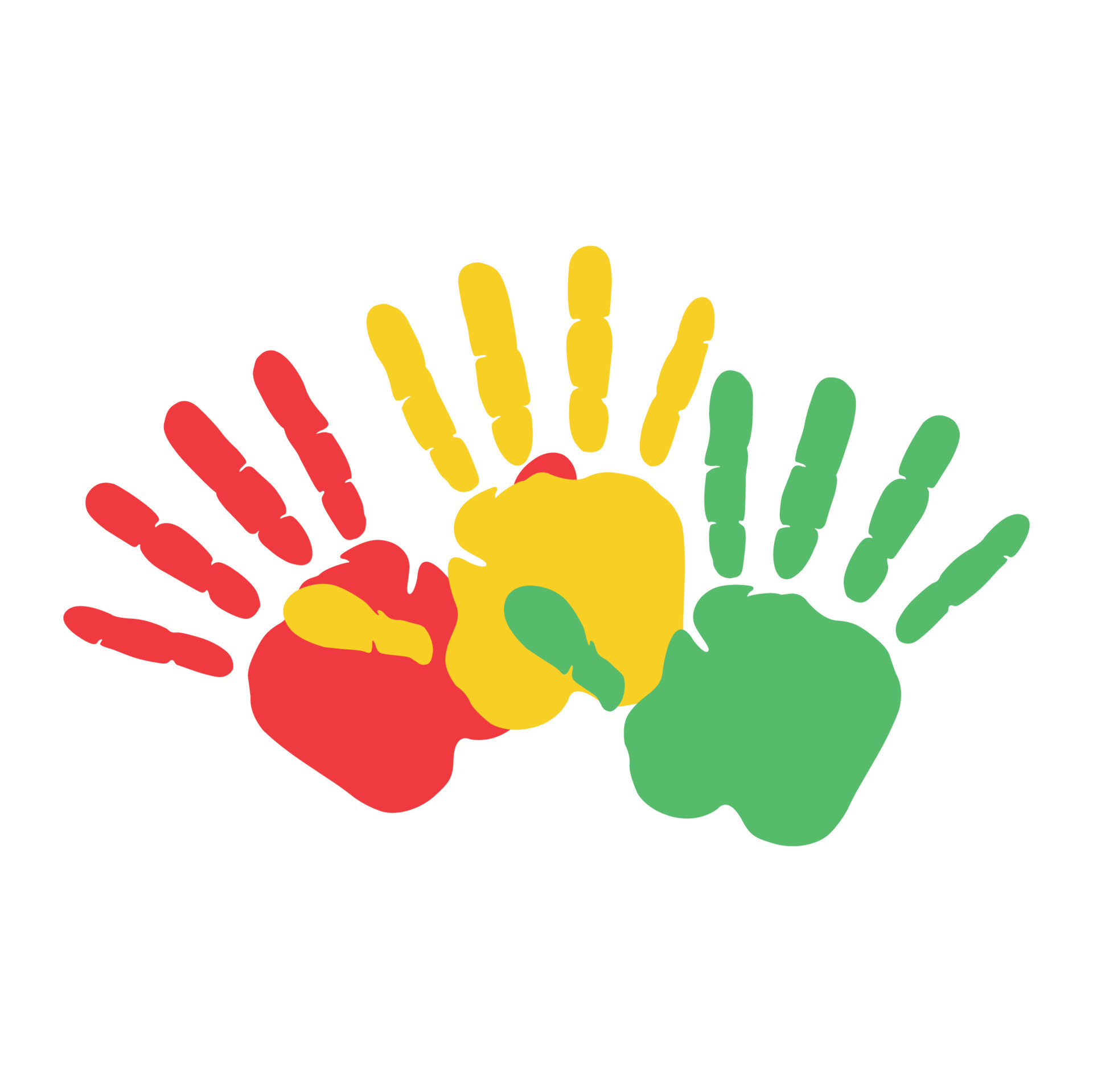 Colorful hand icons as petals of flower happy community concept. This