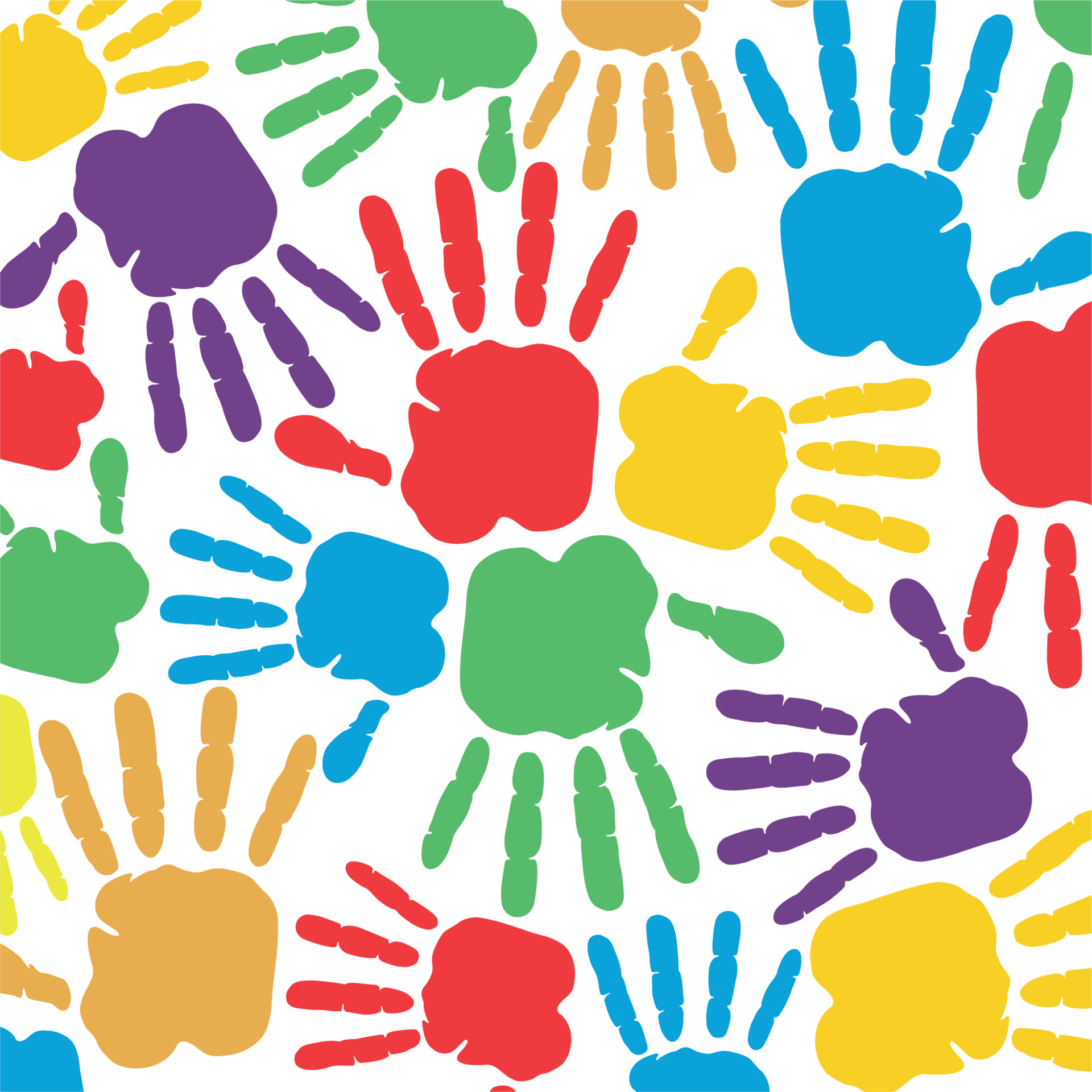 Colorful hand icons as petals of flower happy community concept. This