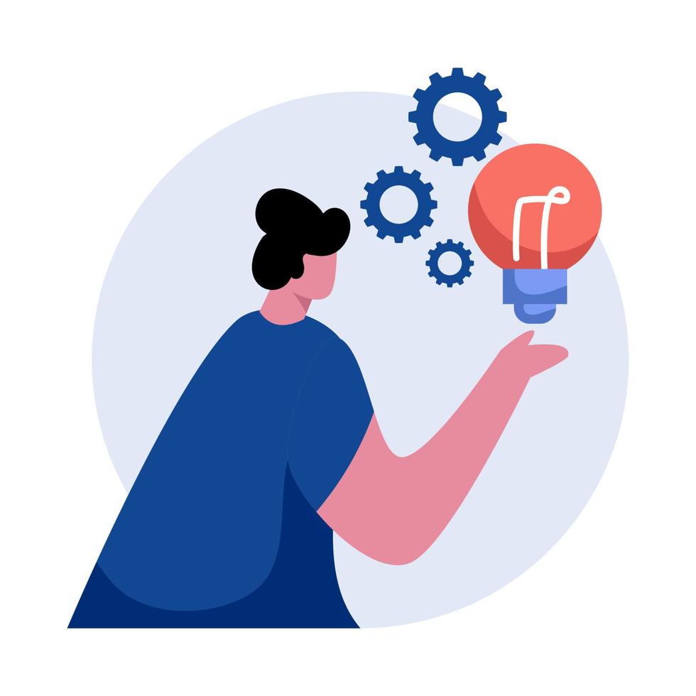 The Entrepreneurial Mindset This illustration can show someone thinking and designing a business plan on a blackboard or on a desk. opportunity business concept vector