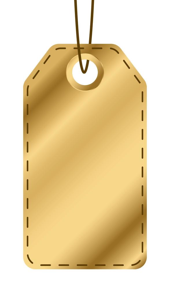 Gold price tag design. Gold price label. Gold price tag with dot. Blank golden price or gift tag. Vector illustration