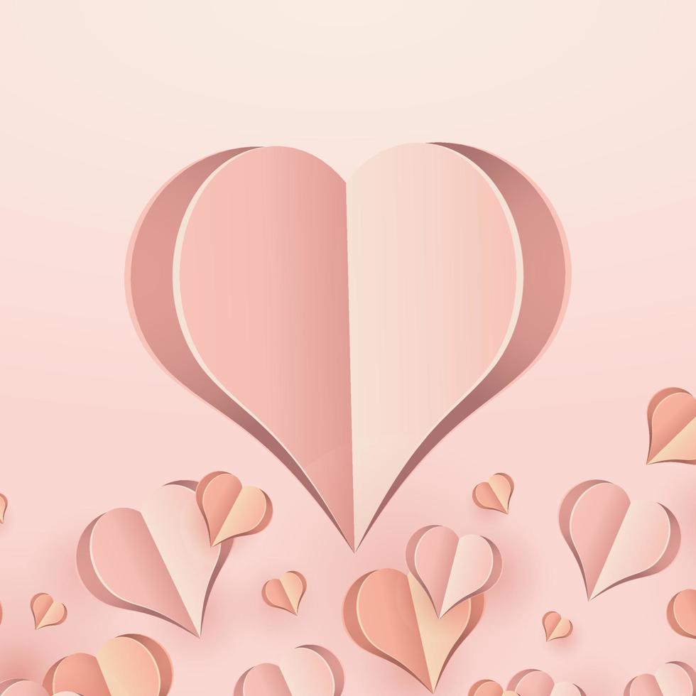 fiesta antecedentes diseño con grande corazón. origami corazones. vector símbolos de amor para contento De las mujeres, de la madre día, o cumpleaños saludo tarjeta. vector ilustración