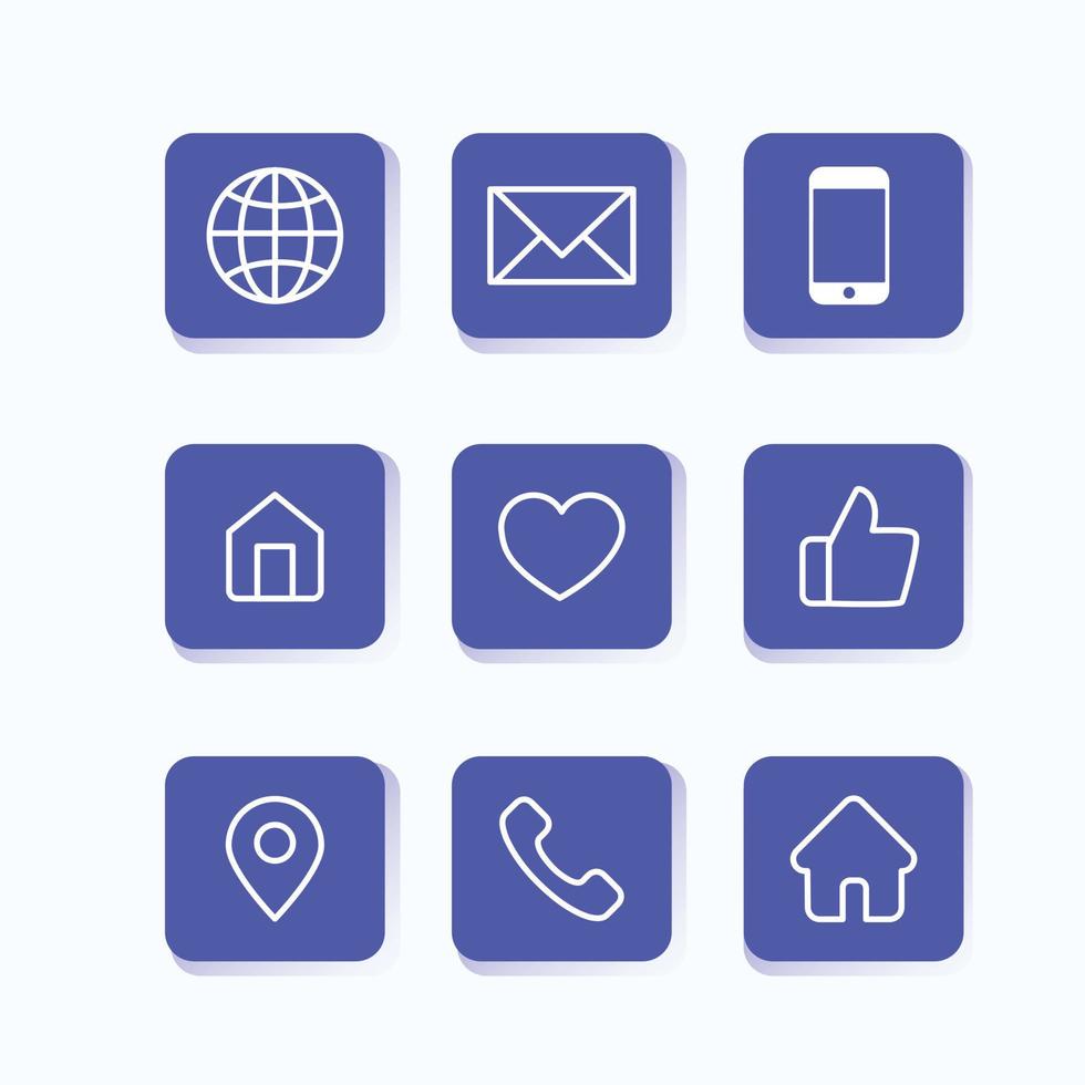 Icon website set. Contact page icon set. Contact us icon. Communication icon pack Free Vector