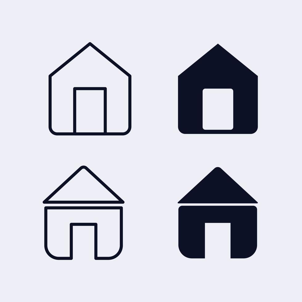 Set of line icons representing house Vector Illustration. House and home simple symbols
