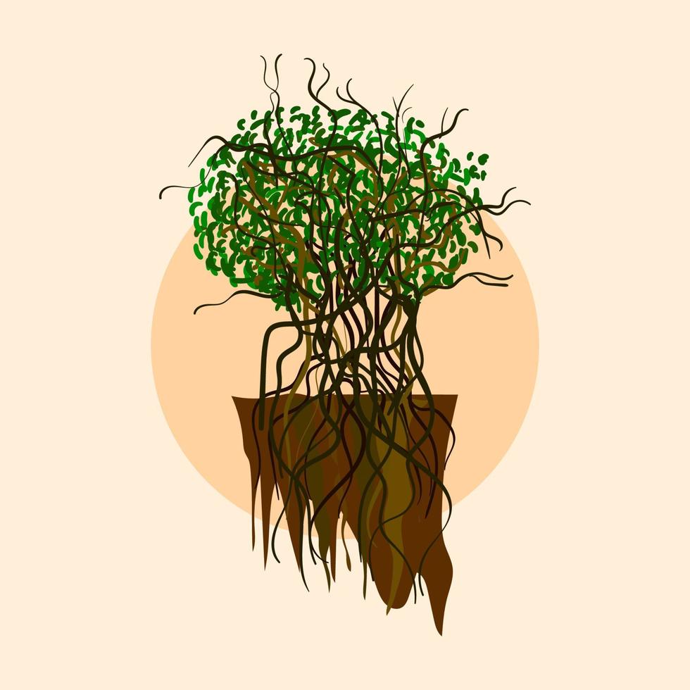 mano dibujar resumen antiguo árbol vector Arte ilustración