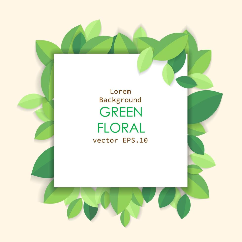 green floral leaves poster background vector illustration