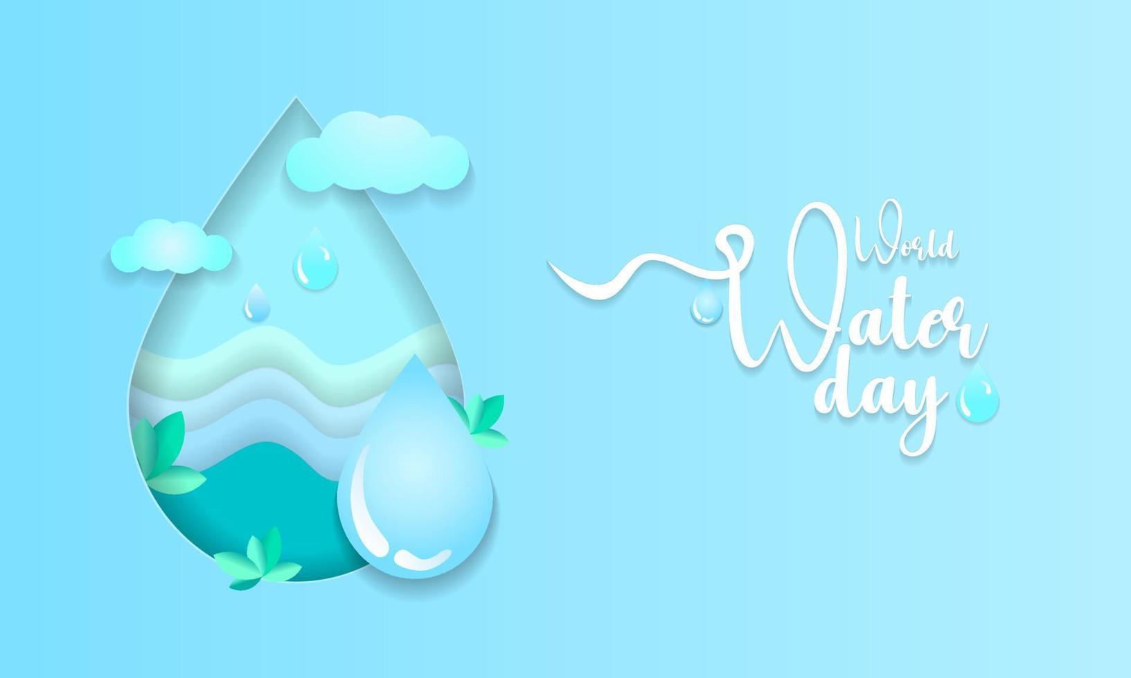 world water day paper cut style vector illustration