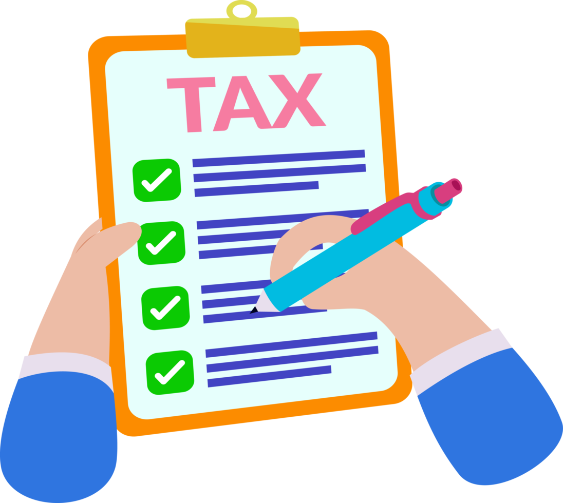 fill tax form icon. cartoon illustration of hand filling tax form png