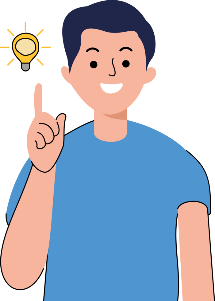 man showing good idea gesture. great idea concept. illustration found a great idea png