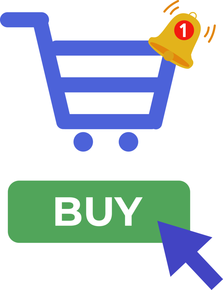 shopping cart icon with button and notification. trolley cart icon png