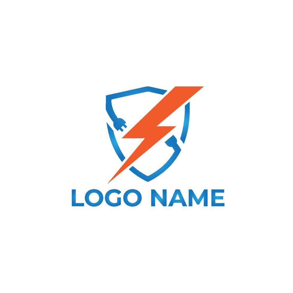 Vector shield electricity vector design logo concept