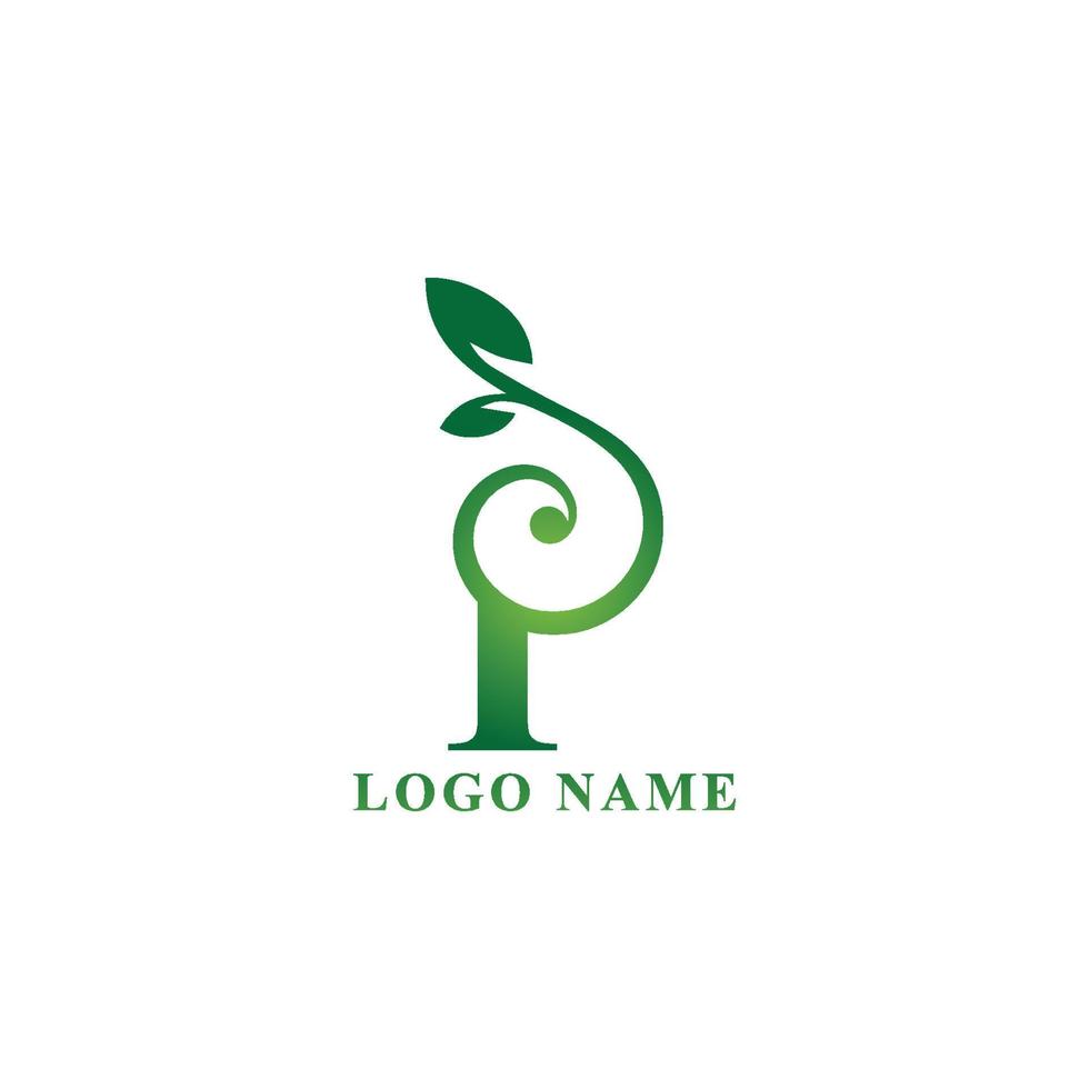 Vector tree leaf p vector logo design