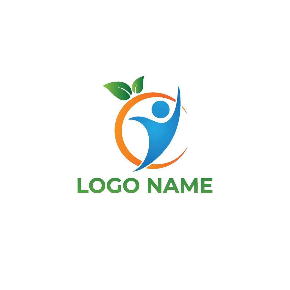 Vector human character leaf logo design concept