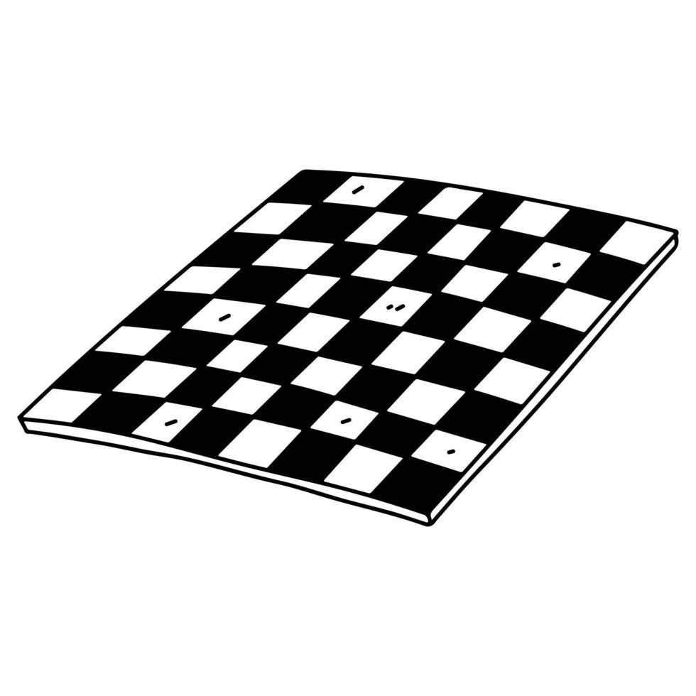 Empty chess board in hand drawn doodle style. Vector illustration isolated on white background.