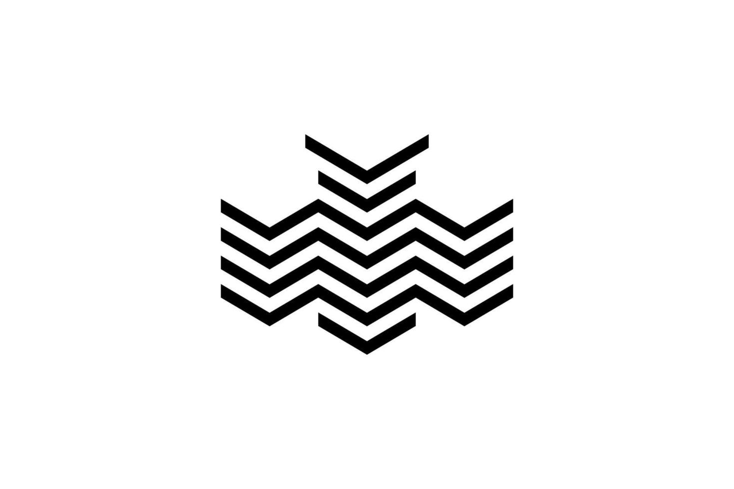 black white initial letter w a v geometric line logo vector