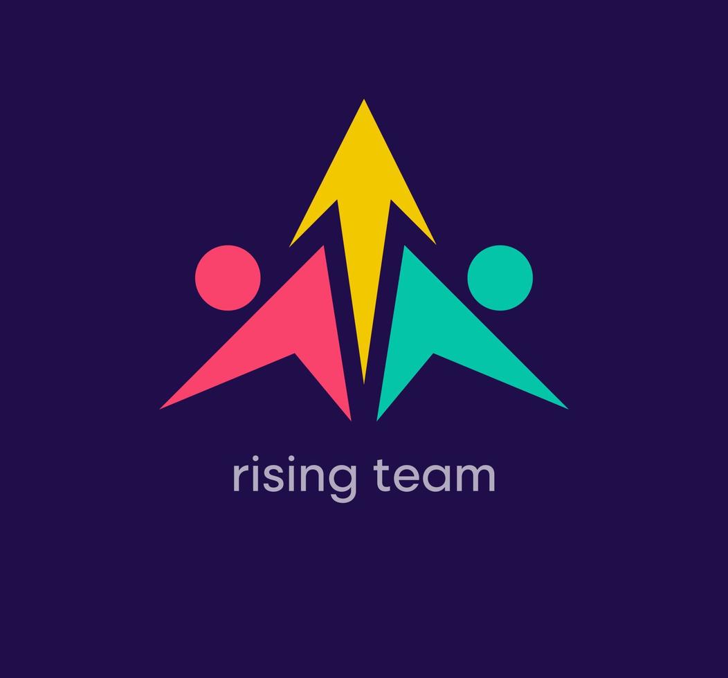 Rising team and arrow logo. Unique design color transitions. Team logo template advancing to the top. vector. vector