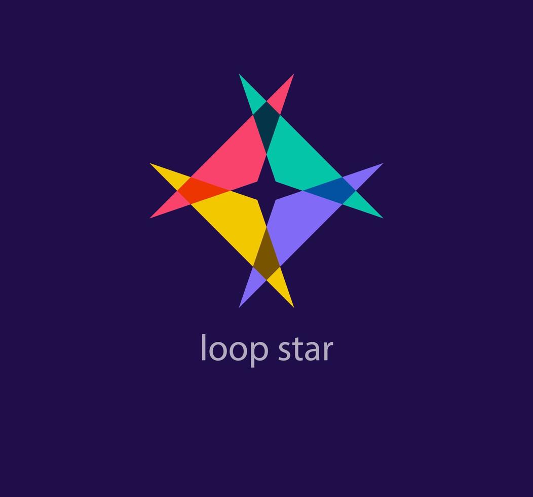 Modern cyclic star logo. Unique design color transitions. Colorful Star logo template. vector. vector