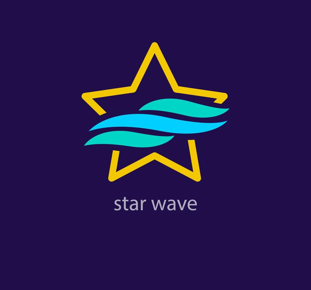 Unique star wave combination logo. Trend color transitions. Star splash icon template. vector