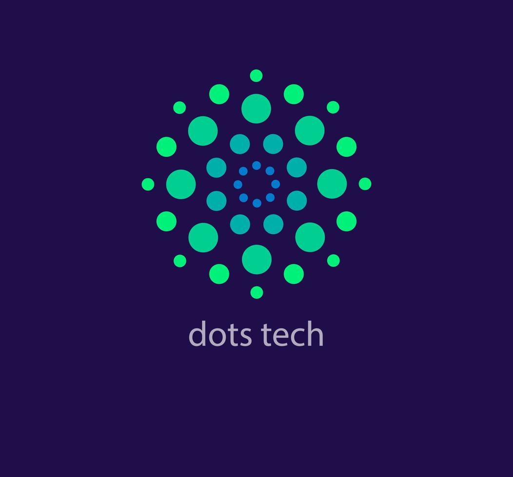 Modern round dot technology logo. Unique color transitions. Connection infinity technology logo template. vector